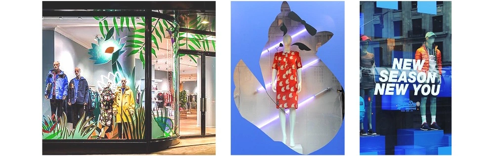 Our decals can be customized to highlight exclusive collections, sales, or brand stories